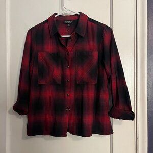 Topshop Red Flannel Shirt Size Extra Small